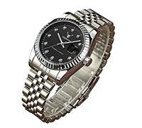 Mens Fashion Luxury Stainless Steel Calendar Rhinestone Waterproof Sports Women Unisex Quartz Watch, Silver Black, Business Casual Fashion Sports