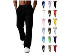 Men's Fashion Mens Joggers Fleece Lined Baggy Casual Tracksuit Bottoms Joggers Sweatpants with Pockets Wide Leg Sweatpants Workout Gym Sport Thermal Trousers Loose Fit Sweat Pants Gym Wear Black
