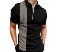 Men's Fashion Polo Shirts Casual Short Sleeve Golf Shirts Color Block Cotton Tops Knitted Polo Shirt for Men Casual Stretch Patchwork Printed Slim Fit Polo Tee Shirt