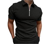 Men's Fashion Polo Shirts Casual Short Sleeve Golf Shirts Waffle Knit Quarter Zip Lapel Collar Tshirt Men's Textured Polo Shirts Slim Fit Solid Golf T-Shirts Waffle Soft Tees with Pocket