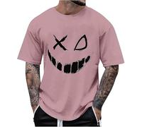 Men's Fashion Printed Tee Top Casual Print T-Shirt Men's Compression Shirts Long Sleeve, Base-Layer Quick Dry Workout t Shirts Sports Running Tops Running Base Layer top Mens Sale (S) Pink