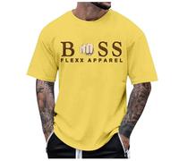 Mens Fashion Short Sleeve Tshirts Workout Oversize Pullover Solid Color Casual Tees Regular Fit Solid Shirt Casual Lightweight Summer Beach Shirts Tops Aesthetic Clothing (Yellow,L)