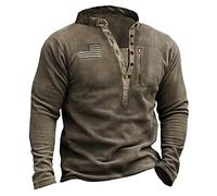 Mens Fashion Simple Solid Pocket Cardigan Button Sweater Jacket Jackass Sweatshirt (Brown, L)