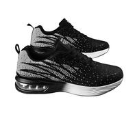 Mens Fashion Stripe Casual Running Shoes - Breathable Mesh Upper, Lightweight PU Sole, Air Cushioned, Lace-Up Closure(Grey,9.5)