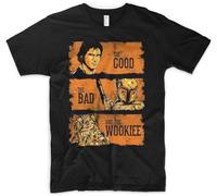 Men's Fashion T Shirt The Good The Bad and The Ugly Wookiee Han Solo Boba Fett Jedi Funny Cotton Tee Size XXX-Large Black