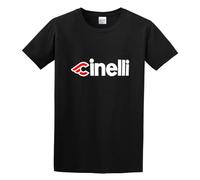 Men's Fashion T Shirts Cinelli Vintage Style Logo Graphic Twin Needle Sleeves and Hem Black M