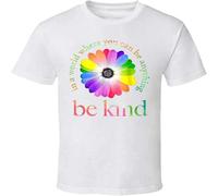 Men's Fashion T Shirts in A World Where You Can Be Anything Be Kind Gift T Shirt Shirt Crew Neck Tee White S