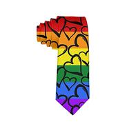 Men's Fashion tie Lgbt Pride Rainbow Colored Love Hearts Necktie One Size Neck Tie