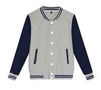 Mens Fashion Varsity Jacket Causal Slim Fit Cotton Bomber Jackets(Grey,X-Large)