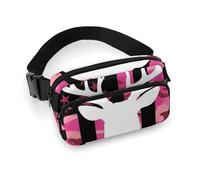 Men's Fashion Waist Bag, Portable Belt Bag, with Adjustable Strap for Running Hiking Traveling American Flag Camo Funny Deer Hunting Pink Camouflage