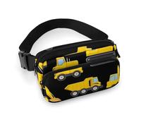 Men's Fashion Waist Bag, Portable Belt Bag, with Adjustable Strap for Running Hiking Traveling Cool Black Yellow Buldozer Excavator Construct Machines