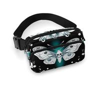 Men's Fashion Waist Bag, Portable Belt Bag, with Adjustable Strap for Running Hiking Traveling Occultism Goth Moth Dead Skull Moon
