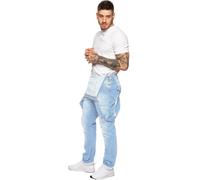 Mens Fashionable Denim Overall Dungarees | Enzo Designer Menswear - Bleach Wash / 48"