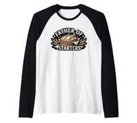 Mens Father of Starters Sourdough Baker Bread Dad Raglan Baseball Tee