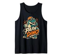 Mens Fatherhood PAPA Dino DAD Retro Funny Future Father Tank Top