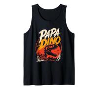 Mens Fatherhood PAPA Dino DAD Retro Funny Future Father Tank Top