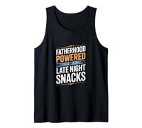 Mens Fatherhood Powered by Late Night Snacks Dad Life Humor Tank Top