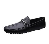 Mens Faux Crocodile Leather Loafers Slip On Shoes Flexible Lightweight Comfortable for Dress Casual Prom Wedding(Negro,6.5 UK)