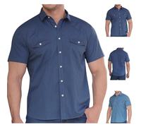 Men's Faux Denims Shirt Sale Clearance Man Button Down Blouse Short Sleeve Dress Shirt Casual Plain Shirt Classic Business Shirts Work Office Formal Shirt Pocket Tops Loose Fit Tees Plus Size UK L-6XL