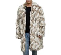 Men's Faux Fur Coat - Winter Warm Long Coats, Fluffy Fuzzy Jackets, Open Front Cardigans, Thicken Soft Plush Trench Coat, Windproof Outwear, Comfy Solid Overcoat, Fleece Lapel Parka, Uk S-3XL