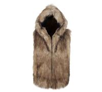 Men's Faux Fur Gilet Hooded Gilet Winter Fleece Body Warmer Thermal Vest Artificial Fur Coat Windproof Outwear Outdoor Sleeveless Warm Jacket Zip Up Outerwear
