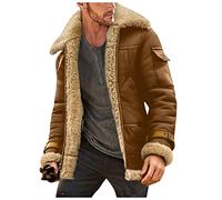 Mens Faux Fur Suede Leather Jackets Sherpa Lined Fleece - Padded Leather Jackets Mens Lined Warm Motorcycle Jacket For Men Men Sherpa Lined Jacket, Men'S Winter Shearling Leather Coat