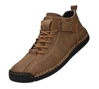 Mens Faux Leather Boots Walking Boots Lace Up Work Shoes Hard Wearing Hiking Boot Flat Bottom Ankle Boot Comfortable Breathable Driving Shoes Non-Slip Outdoor Trainers for Trekking