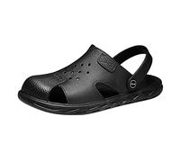 Mens Faux Leather Closed Toe Sandals Lightweight Hollow Out Slingback Sandal Summer Sliders Mules Fashion Breathable Sandals Casual Slip On Waterproof Slippers Slip-Resistant Shoes Pool Beach Outdoor