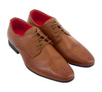 Mens Faux Leather Italian Style Casual Formal Brogue Oxford Office Wedding Shoes TAN UK 11