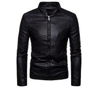 Men's Faux Leather Jacket Aviator Bomber Jackets Clearance Mens Fleece Motorcycle Coats Zipper Pocket Autumn Winter Outwear Warm Faux-Leather Zipper Windbreaker Classic Overcoat Plus Size