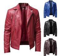 Men's Faux Leather Jacket Gothic Victorian Frock Coat Zipper Outwear Casual Lapel Collar Jackets Solid Color Vintage Cardigan Tops Steampunk Overcoat Windproof Coat Biker Jacket Plus Size