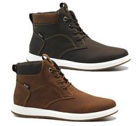 Mens Faux Leather Memory Foam Shoes - Comfort Sole for Easy Moving | Lightweight Lace Up Hi-Top Trainers UK | Lace Up (Tan, UK Footwear Size System, Adult, Men, Numeric, Medium, 8.5)