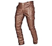 Men's Faux Leather Pants - Wet Look PU Motocycle Biker Pants - Stretch Slim Fit Skinny Tights - Multi-Pocket Hipster Hip Hop Gothic Punk Night Club Party Tapered Trousers