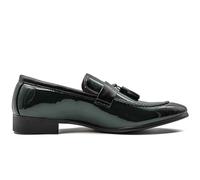 Mens Faux Patent Leather Tassel Loafer Glossy Slip on Party Wedding Dress Shoes [EL0862-GREEN-42]