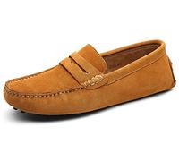 Mens Faux Suede Casual Loafers Slip On Moccasins Driving Shoes Italian Handmade Formal Wedding Shoes Tan 6.5 UK