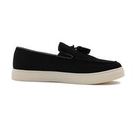 Mens Faux Suede Leather Tassel Sneaker Slip on Loafers Flat Sole Trainer Shoes [EL0869-BLACK-42]