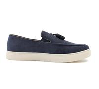 Mens Faux Suede Leather Tassel Sneaker Slip on Loafers Flat Sole Trainer Shoes [EL0869-NAVY-42]