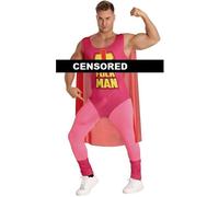 Mens Fckman Fancy Dress Costume Pink Stag Night Rude Superhero X-rated Outfit f