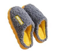 Men's Felt Shoes with Rubber Sole Slippers Men's Closed Grey Slippers with Non-Slip Winter Slippers Lined Lambskin Cotton Shoes Fluffy Plush Slippers Warm Mules, K, 9 UK