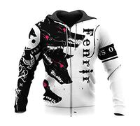 Men's Fenrir Wolf Street Hoodie 3D Printed Novelty Pullover Sweatshirt Nordic Myth Fall Fashion Harajuku Sweater,Nordic Wolf Zip Hoodie,5XL