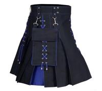 Men's Festival Traditional Scottish Kilt Skirt with Pockets for Casual and Holiday Wear (3XL Blue)