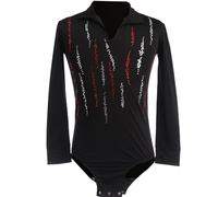 Men's Figure Skating Performance Costume Shiny Rhinestones Latin Tango Training Suit Top, Handmade Customized Shiny, Figure Ice Skating Competition Dress Black