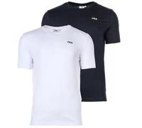 FILA Men's Brod tee/Double Pack T-Shirt, Bright White-Black Beauty, S