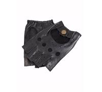 Men's Fingerless Leather Driving Gloves - BLACK / S