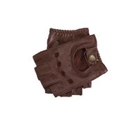 Men's Fingerless Leather Driving Gloves - ENGLISH TAN / S