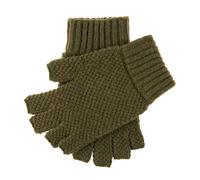 Men's Fingerless Tuckstitch Knitted Shooting Gloves - OLIVE / M
