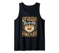 Mens First She Stole My Heart Then She Stole Home Softball Dad Tank Top