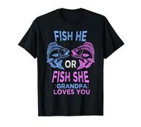 Mens Fish-he Or Fish-she Grandpa Loves You Fishing Grandpa T-Shirt