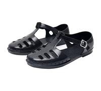 Men's Fisherman Jelly Sandals Retro Cage Summer Beach Shoes Waterproof Buckle Strap Casual Garden Footwear Black