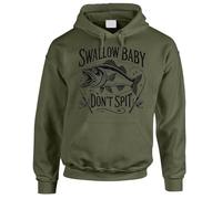 Mens Fishing Gifts, Swallow Baby Don't Spit Funny Slogan Hoodie For Husband Boyfriend Dad Brother, Fisherman Clothing Accessories, Joke Birthday Present - MGREEN-L